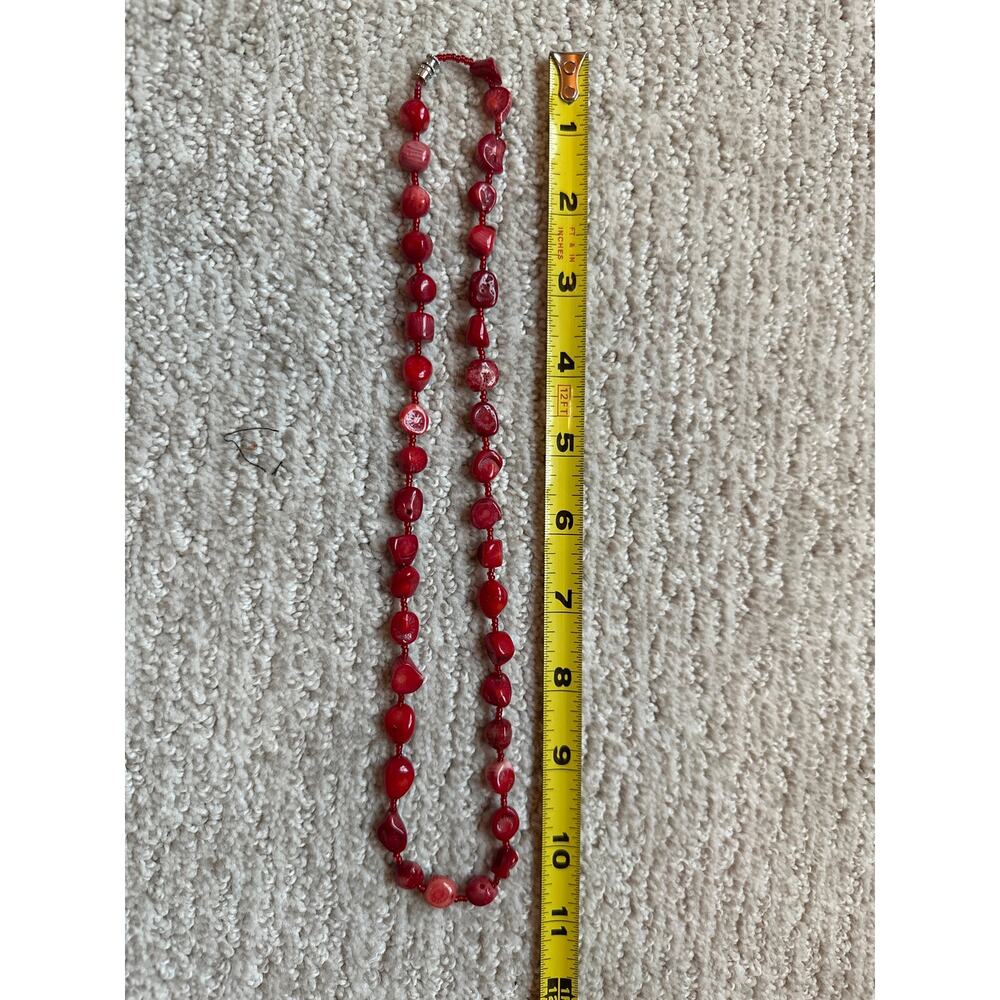 Handcrafted Red Shell and Bead Necklace – Natural Polished Finish - Picture 4 of 4